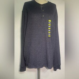 Eddie Bauer men’s heather navy blue thermal Long Sleeve Shirt size large